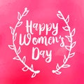 Happy Womens day lettering with floral frame Royalty Free Stock Photo