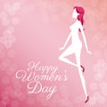 Happy womens day poster cute girl bubbles background Royalty Free Stock Photo