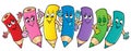 Happy wooden crayons theme image 1 Royalty Free Stock Photo