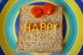 Happy word on toast Royalty Free Stock Photo
