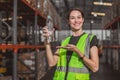 happy worker with drinking water bottle present drink clean water for fresh and healthy work in hot workplace Royalty Free Stock Photo