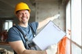 Happy worker in hardhat