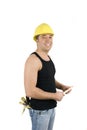 Happy workman with hard hat