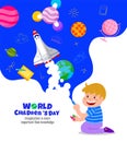 Happy world Children`s Day , back to school, design template banner