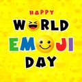 Happy world emoji day yellow background
