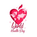 Happy world health day with red heart symbols