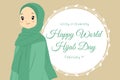 Happy World Hijab Day. Beautiful Woman in Hijab Vector Design