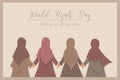 Happy World Hijab Day. Muslim Women Holding Hands Together