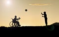 Having fun for a disabled friend Royalty Free Stock Photo