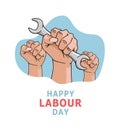 Happy World Labor Day Vector Design With Strong Arm And Background. Royalty Free Stock Photo