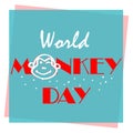 Happy World Monkey day web banner illustration. Wild animal with African safari decoration for animal care and conservation. Royalty Free Stock Photo