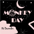 Happy World Monkey day web banner illustration. Wild animal with African safari decoration for animal care and conservation. Royalty Free Stock Photo