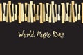 Happy world music day party. Chaotic Pianoforte musical grand piano octaves, sketch drawing. Vector doodle pattern with hand drawn Royalty Free Stock Photo