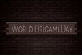 November month, day of November. World Origami Day, on Bricks Background
