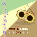 happy world radio day design templete. simple and flat concept Royalty Free Stock Photo