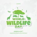 Happy World Wildlife Day March 3td  illustration on maps background design Royalty Free Stock Photo