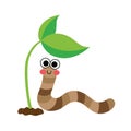 Happy Worm animal cartoon character vector illustration