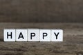 Happy, written in cubes Royalty Free Stock Photo