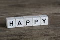 Happy, written in cubes Royalty Free Stock Photo