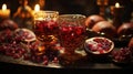 Happy yalda night, winter solstice festival, The birth of the sun or the moon, Copyspace background for text, grapes