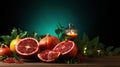 Happy yalda night, winter solstice festival, The birth of the sun or the moon, Copyspace background for text, grapes