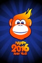 Happy 2016 year fiery monkey card.