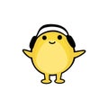 Happy yellow character with headphones