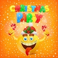 Happy yellow smile face. Christmas party concept Royalty Free Stock Photo