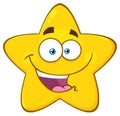 Happy Yellow Star Cartoon Emoji Face Character With Expression