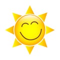 Happy yellow sun face icon isolated on a white background Royalty Free Stock Photo