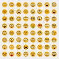 Sticker big set of cute happy smiley emotions,yellow vector illustration Royalty Free Stock Photo