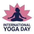 Happy yoga day vector illustration with black text effect, black, woman doing yoga, lady, woman, yoga position, international yoga