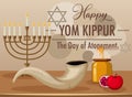 Happy Yom Kippur banner with shofar