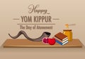 Happy Yom Kippur logo with shofar