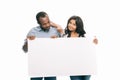 happy young african american couple holding blank banner Royalty Free Stock Photo