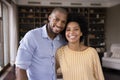 Happy young African American couple home head shot portrait Royalty Free Stock Photo