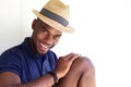 Happy young african american man in hat Royalty Free Stock Photo