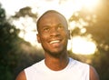 Happy young african american man smiling outdoors Royalty Free Stock Photo