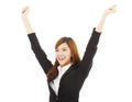 Happy young asian business woman with success gesture Royalty Free Stock Photo