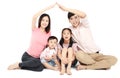 Happy young asian family sitting on floor with home concept Royalty Free Stock Photo