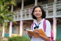 Happy young asian girl wear unifrom at school