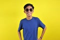 Happy Young Asian man smiling wearing glasses Royalty Free Stock Photo