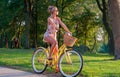 Happy young bicyclist riding in city. Royalty Free Stock Photo