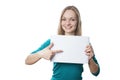 Woman holding blank sign Royalty Free Stock Photo