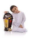 Happy Young Boy with Big Lantern Celebrating Ramadan