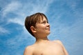 Happy young boy with brown hair Royalty Free Stock Photo