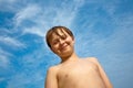 Happy young boy with brown hair Royalty Free Stock Photo