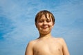 Happy young boy with brown hair Royalty Free Stock Photo