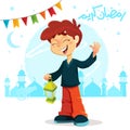 Happy Young Boy Celebrating Ramadan