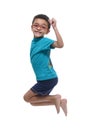 Happy Young Boy Jumping in The Air Royalty Free Stock Photo